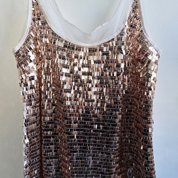 New Free People Intimately Disco Fever Sequins Mesh Gold Mini Slip Dress Large - Picture 9 of 13